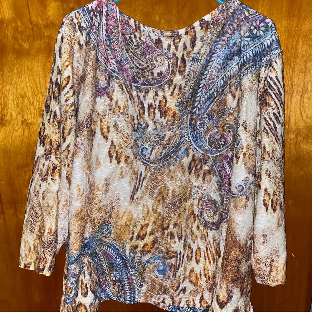 ALFRED DUNNER Paisley 3/4 Sleeves Top Size 3X - Picture 4 of 5